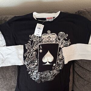 World Series of Poker Black and White Ace Graphic Long Sleeve Tee